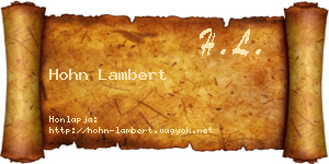 Hohn Lambert névjegykártya